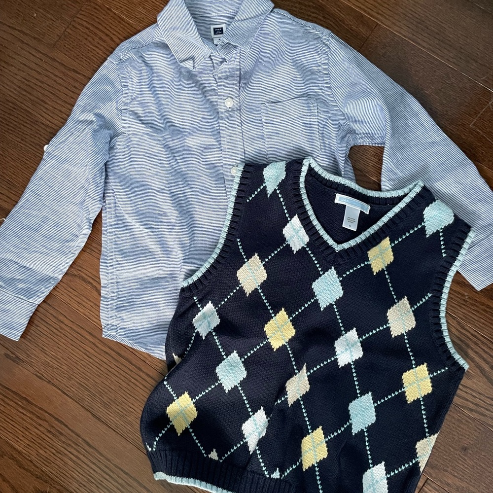 Janie and Jack Button Down Shirt & Vest